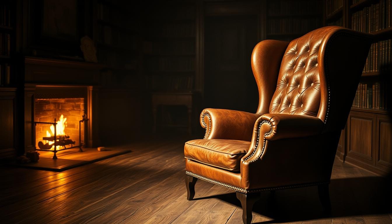 antique leather wingback chair