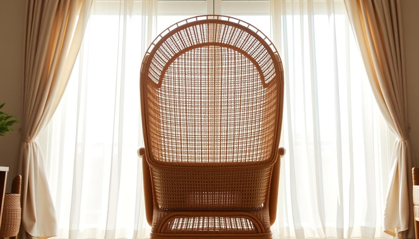 high back rattan chair
