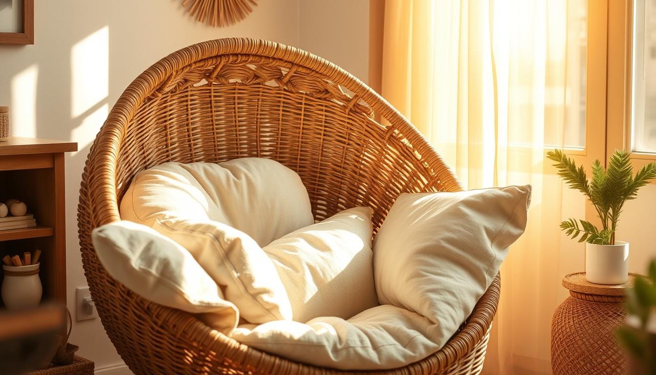 round cushion wicker chair