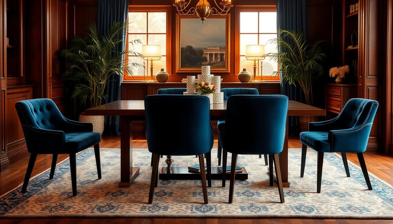 velvet blue dining chair