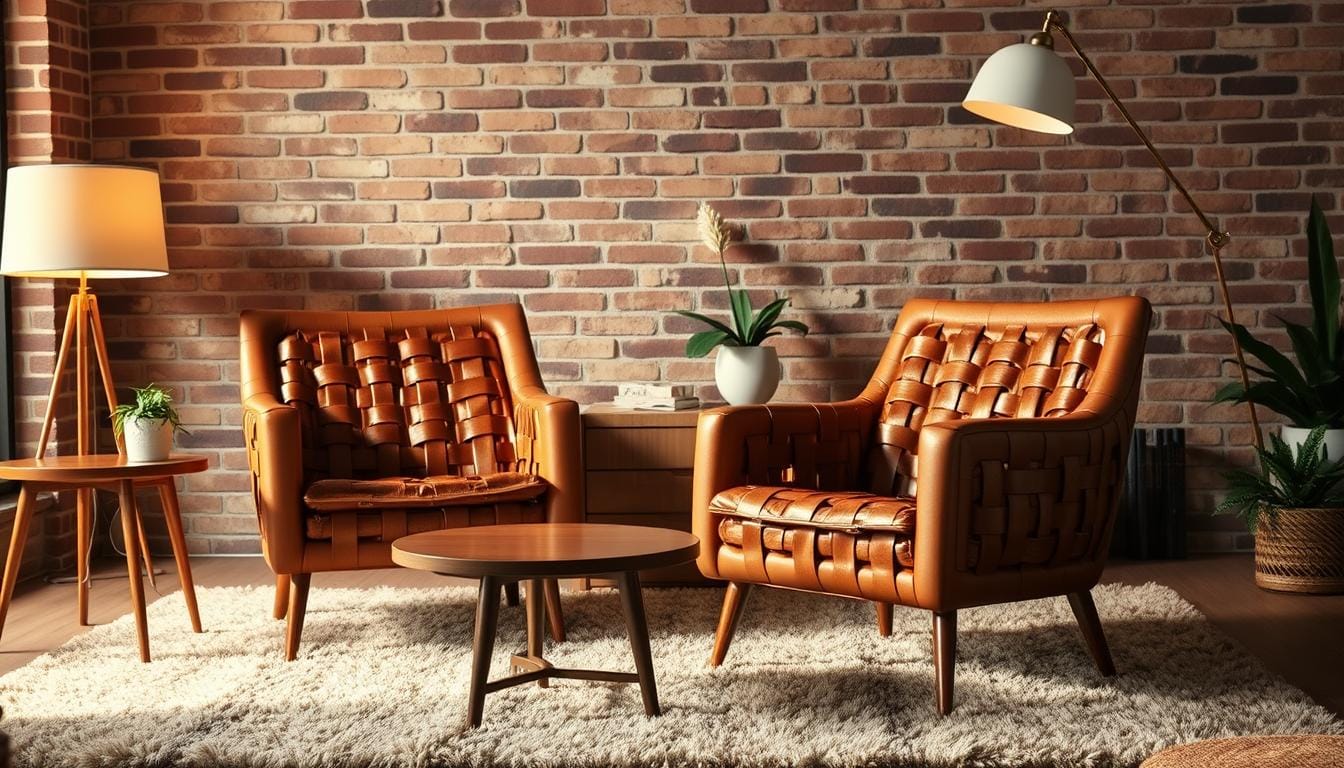 woven leather accent chair