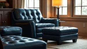 Read more about the article Blue Leather Chair and Ottoman: The Perfect Blend of Comfort and Style