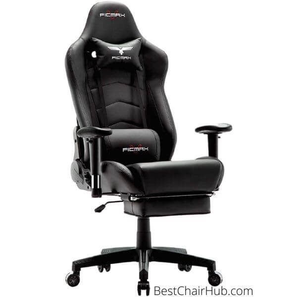 Ficmax Gaming Chair with Footrest Ergonomic PU Leather